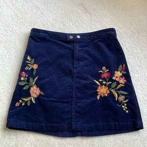 Embroidered Navy Blue Skirt